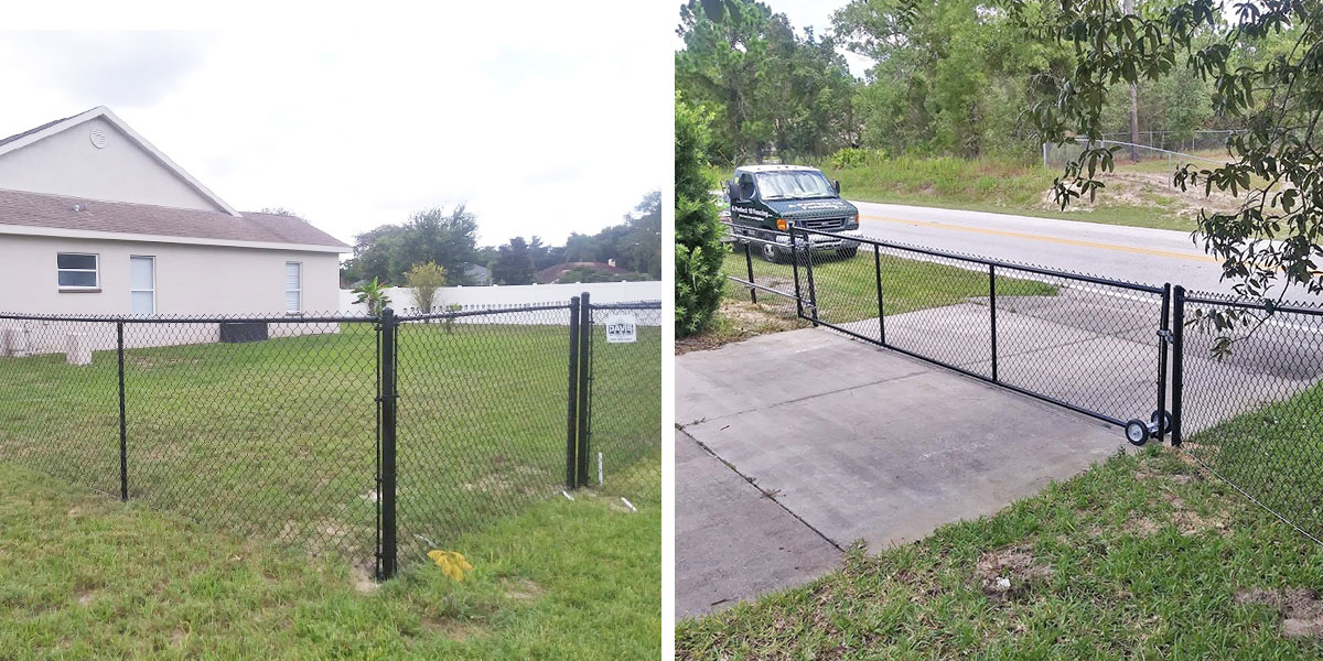 Residential Chain Link Fence gate installation in
